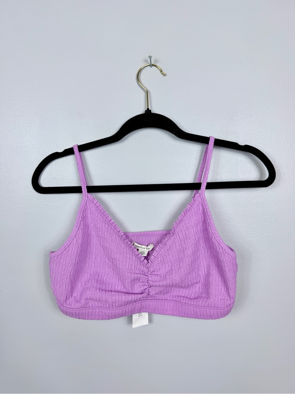 NWT American Eagle purple textured stretch ruched bralette size large